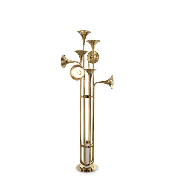 Delightfull Lámpara de Piso chapa de oro con centro blanco brillante Botti Floor Terentti