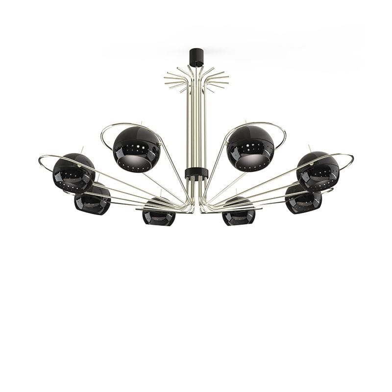Delightfull Lámpara Colgante o Candíl Estructura en Nickel esferas en negro brillante Neil Suspension Terentti