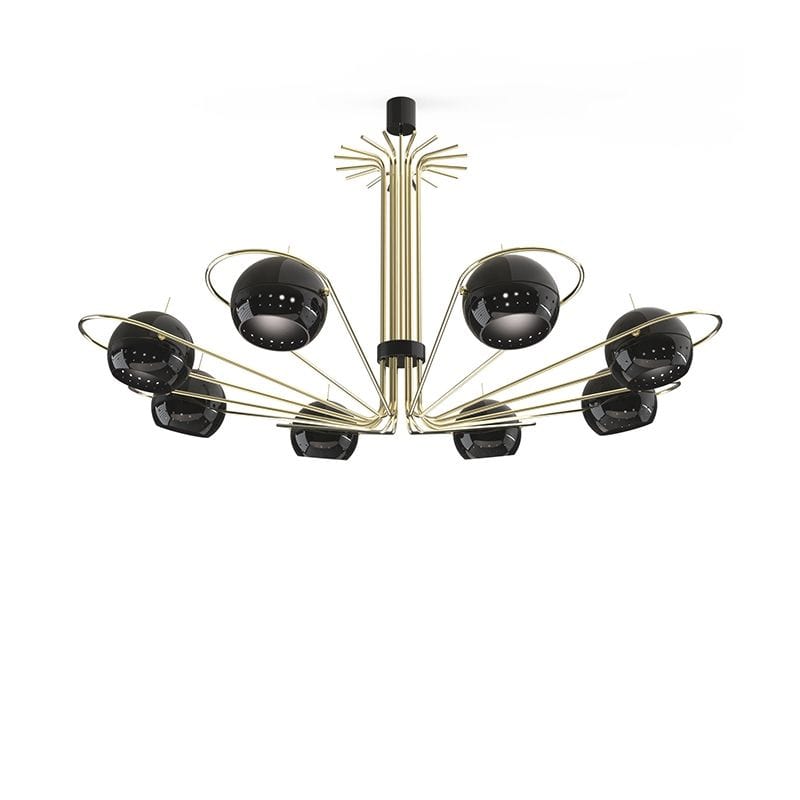 Delightfull Lámpara Colgante o Candíl Estructura en oro esferas en negro brillante Neil Suspension Terentti