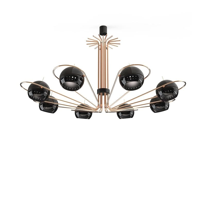 Delightfull Lámpara Colgante o Candíl Estructura en cobre esferas en negro brillante Neil Suspension Terentti