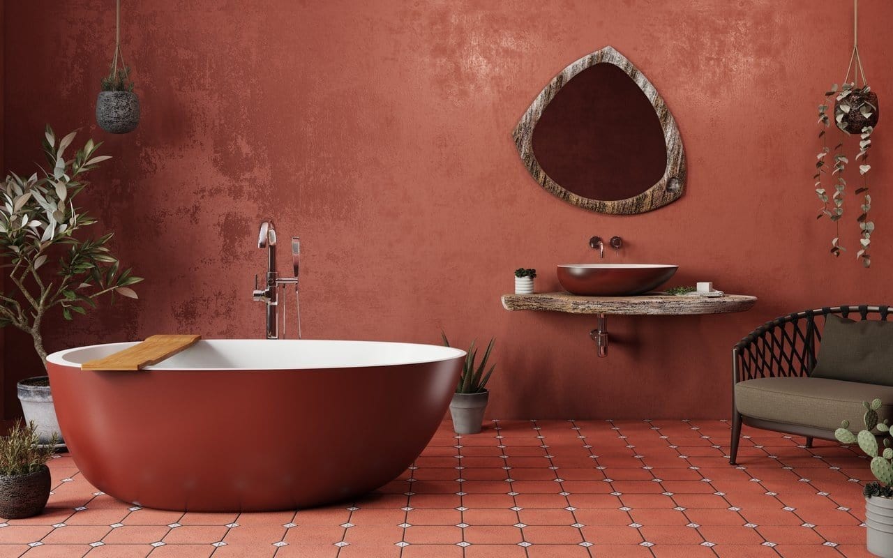 Aquatica Lavabo Spoon-2 - color Rojo Óxido y Blanco Terentti