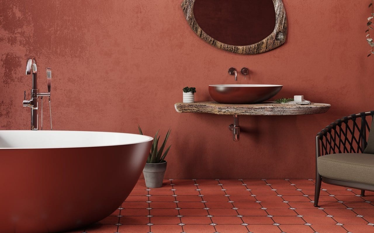 Aquatica Lavabo Spoon-2 - color Rojo Óxido y Blanco Terentti