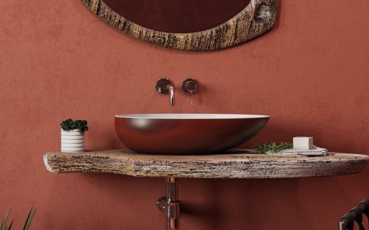 Aquatica Lavabo Spoon-2 - color Rojo Óxido y Blanco Terentti